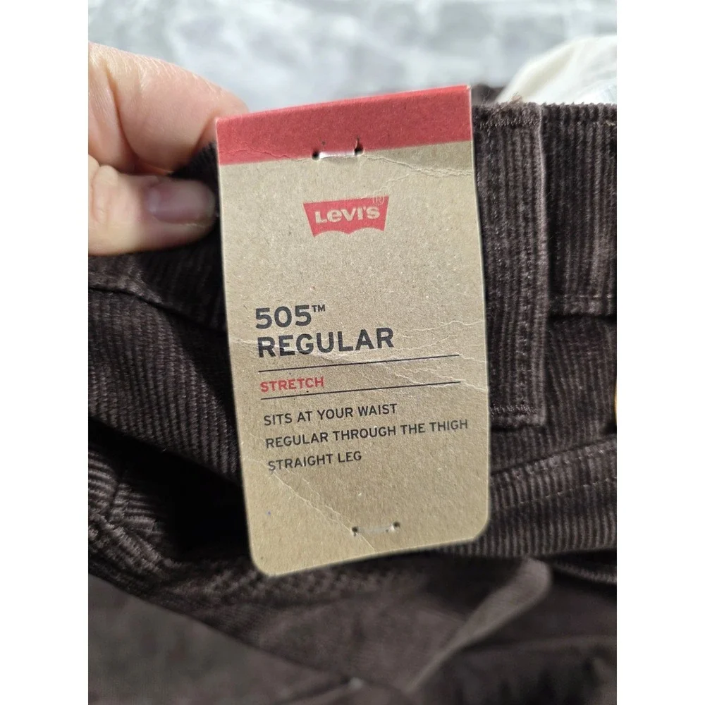 NWT Levi's 505‎ Men 38x30 Jeans Regular Stretch Fit Brown Corduroy Pants